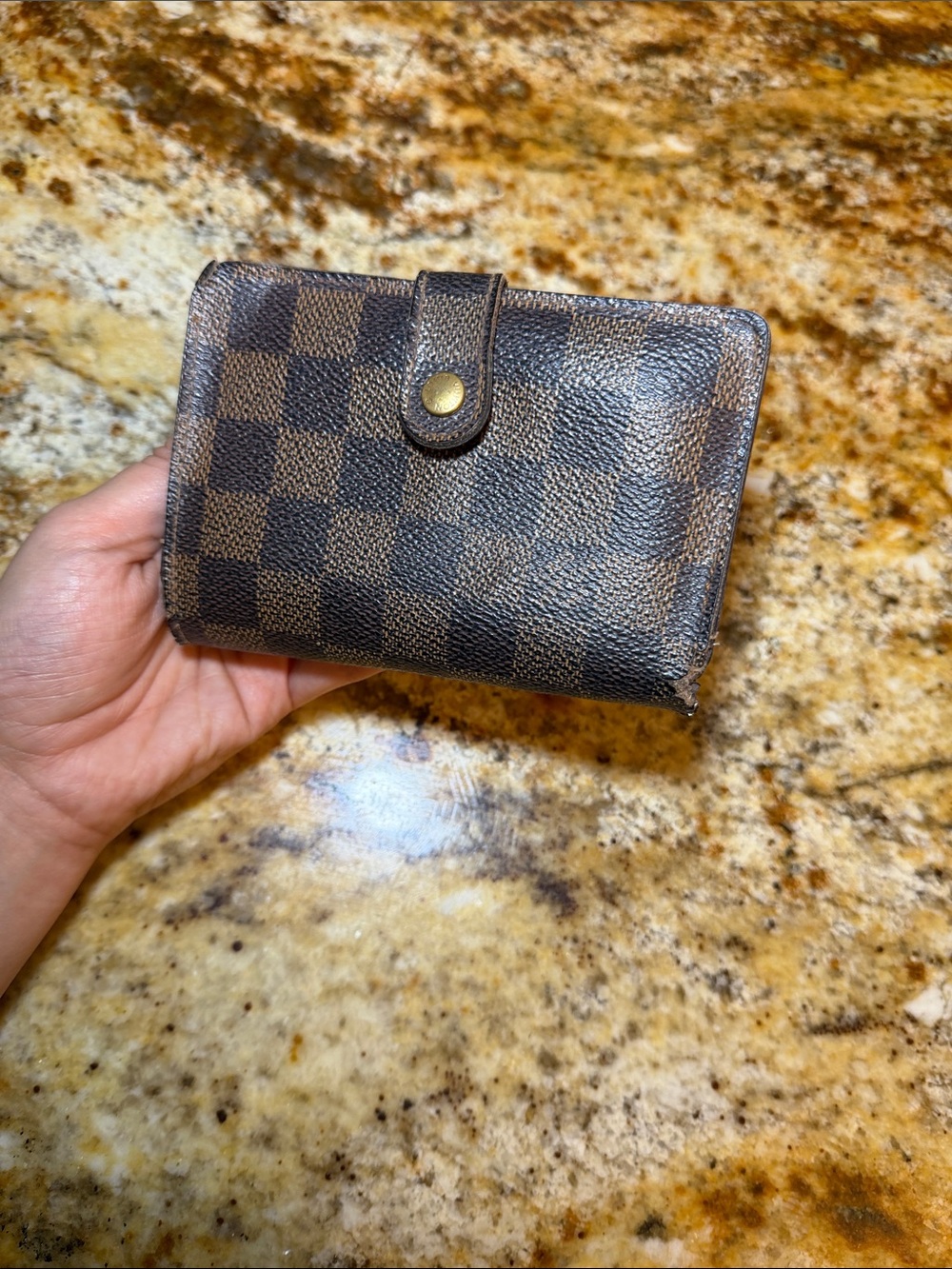 Louis Vuitton Damier Ebene French Purse Compact Wallet - Vintage